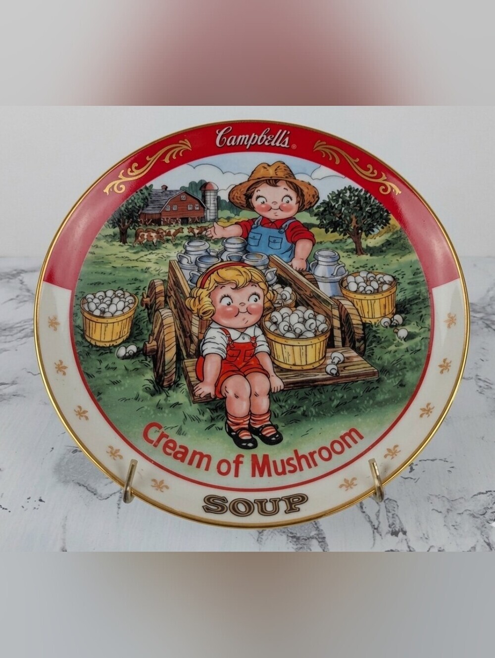 Vintage 1994 Danbury Mint Campbell Kids "Cream of Mushroom Soup" Plate with COA